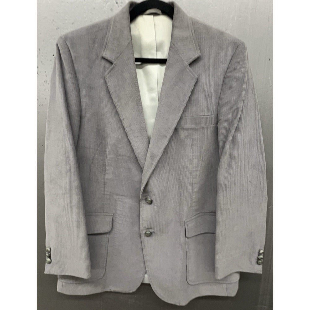 Haggar Corduroy Blazer Jacket Men 42 Gray  Business Casual Academic Sport Coat